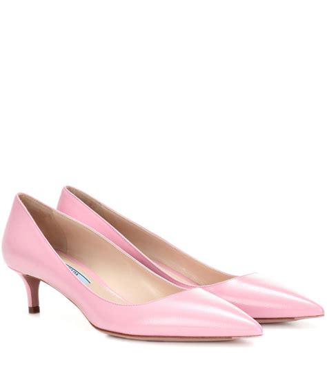 prada white high and pink heel|white Prada kitten heels.